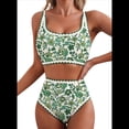 thumbnail image 1 of Conjuntos de Bikini para Mujer con Estampado Floral, Trajes de Baño de Dos Piezas con Escote Redondo y Cintura Alta. Flores M, 1 of 9