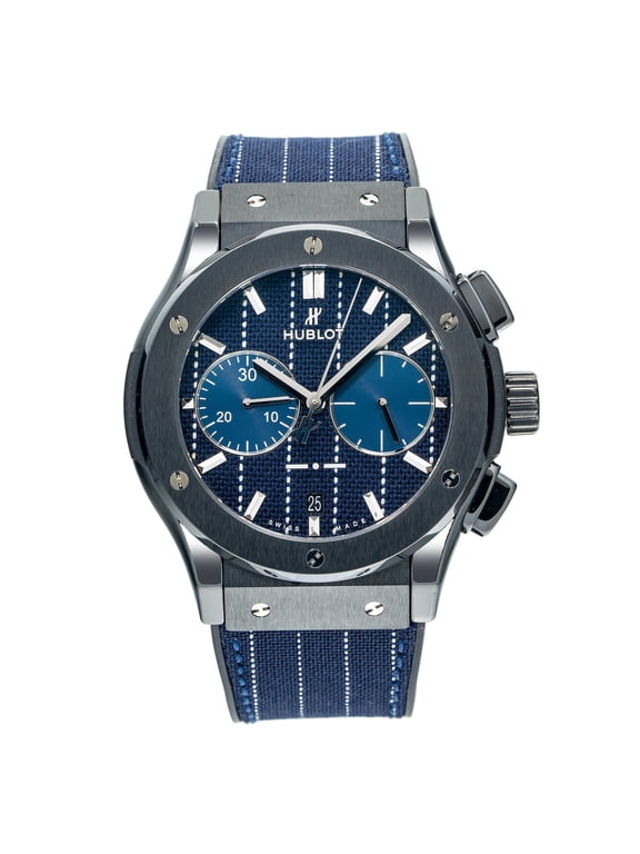 Pre-Owned Hublot Classic Fusion Chronograph 521.CM.2707.NR.ITI18 45MM Blue Dial With Leather Bracelet