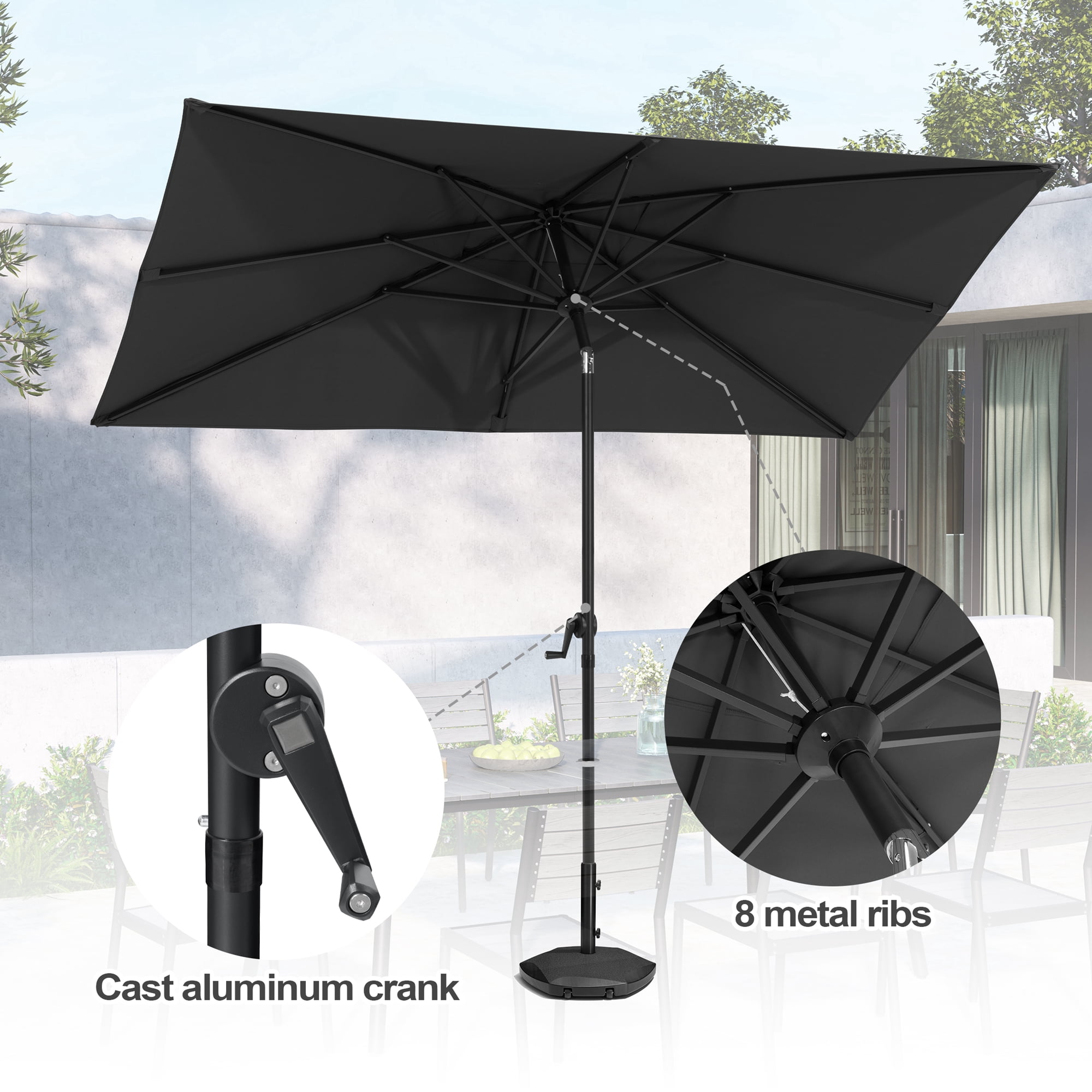 Pellebant 9 x 5 ft Patio Outdoor Umbrella Rectangular Double Top Market Umbrella