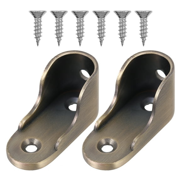 WORGEOUS 6 Pcs  Zinc Alloy Closet Rod Brackets Thickened Clothes Rail Support Base (Bronze)