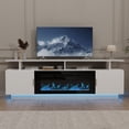 thumbnail image 2 of 70'' TV Stand with 36'' Electric Fireplace - 23'' High Black Entertainment Center, Changeable LED Light, Power Outlet, Fits 65''+ TVs, Modern Living Room Console (White), 2 of 10