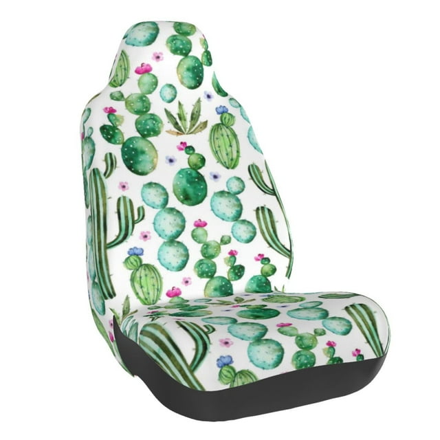 Wukai Cactus Plants1 Full Set Car Seat Covers with Soft Padding Universal Auto Front Seats Protector and Cushion Mat