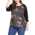 thumbnail image 2 of GRACE & GRANDEUR Women's Plus 3/4 Sleeve Floral Workout Winter Tops, 2 of 6