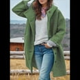 thumbnail image 4 of Women'S Winter Single-Breasted Long Hooded Casual Windbreaker Jacket Bean Green XXL, 4 of 6
