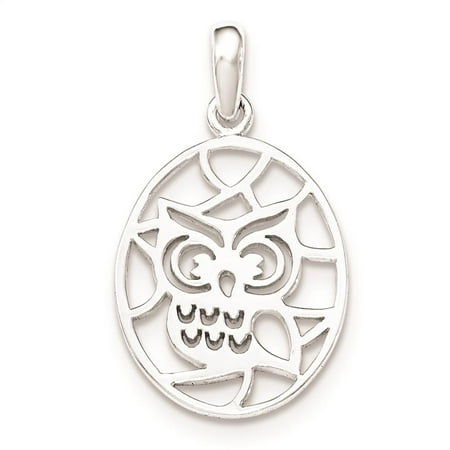 925 Sterling Silver Cut-Out Owl Polished Flat-back Charm Pendant
