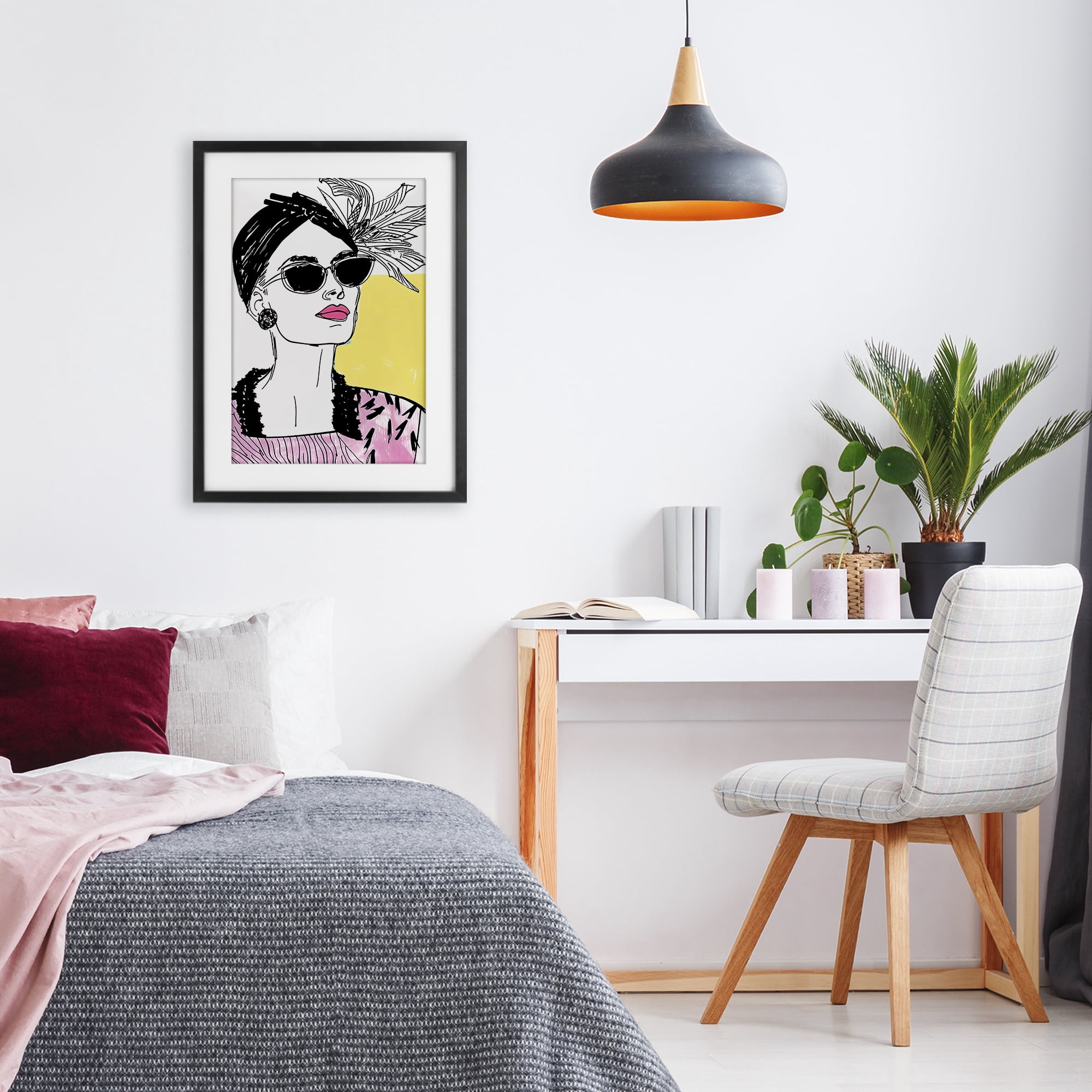 Stupell Industries The Rebel Muse Portrait Black Framed Print Under Glass, design by Andrea Haase
