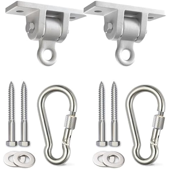Swing Set Hangers - 2 Heavy Duty Brackets with Locking Snap Hooks for Porch, Patio, Playground - Indoor/Outdoor Hardware & Accessories
