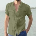 thumbnail image 4 of KaLI_store Shirts for Men Men's Short Sleeve Casual Button-Down Shirt in Classic Fit Army Green,M, 4 of 5