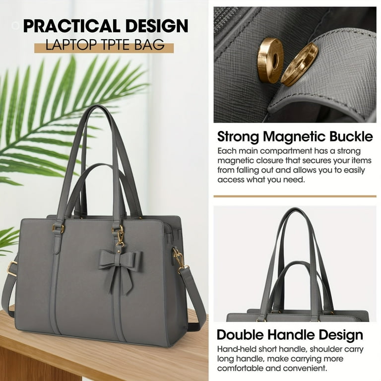 MICHROE Bag for Women 15.6 inch Laptop Tote Bag Waterproof Leather