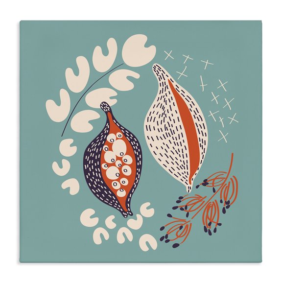 Stupell Industries Bohemian Botanical Seeds on Blue Canvas Art, 24 x 24, by Pragya Kothari