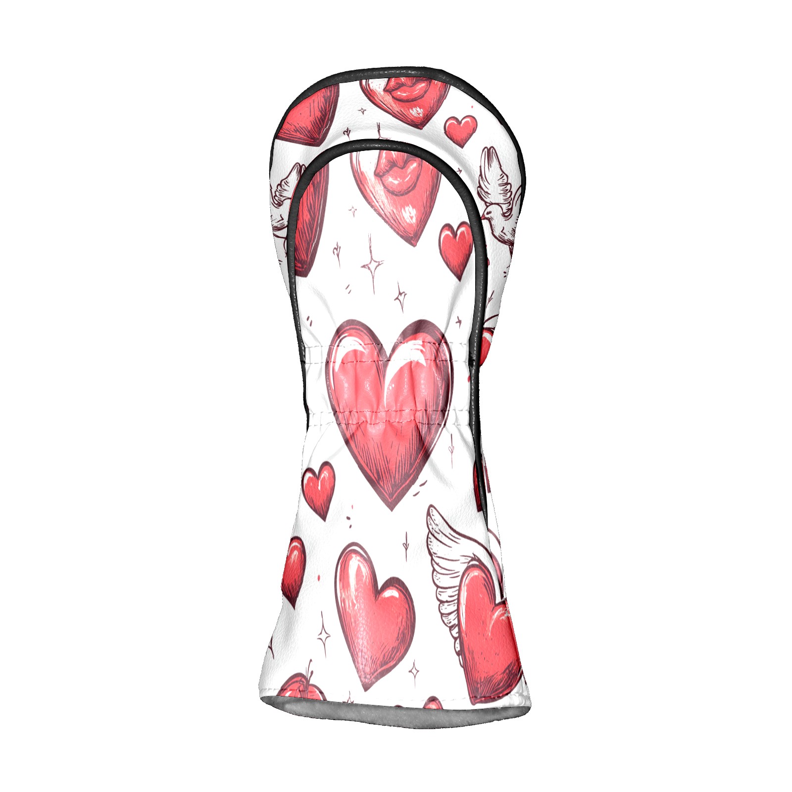 Golf Club Covers PU Leather Waterproof Head Covers for Fairway Woods Hybrids Hand-painted Love Heart