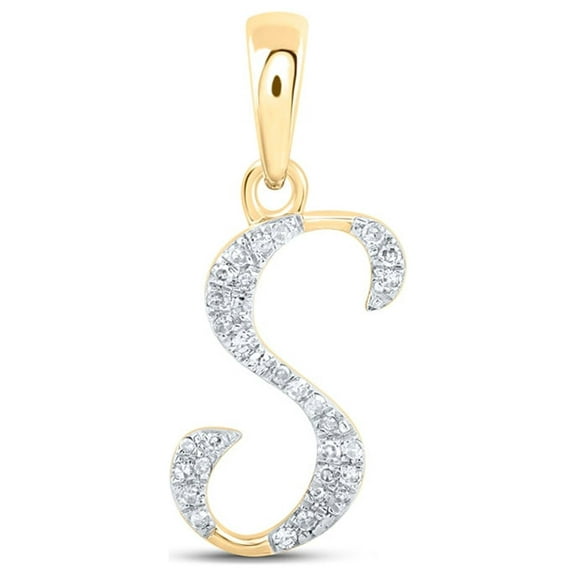 10kt Yellow Gold Womens Round Diamond S Initial Letter Pendant 1/12 Cttw