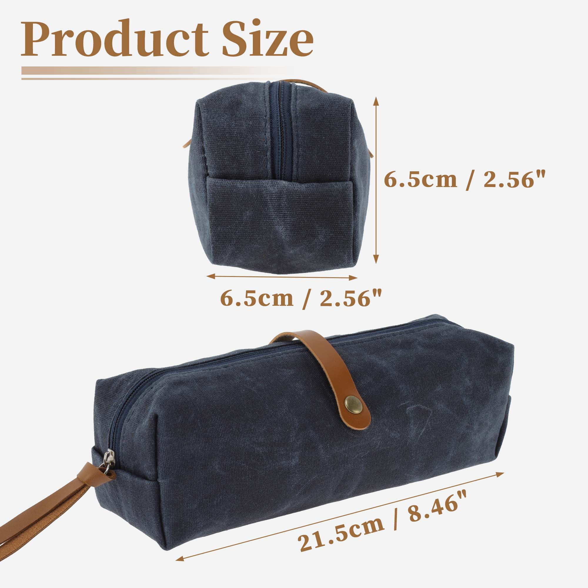 Unique Bargains Waxed Style Aesthetic Pen Bag Organizer Blue