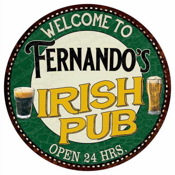 Fernando's Irish Pub 14" Round Metal Sign Kitchen Bar Wall Decor 100140036466