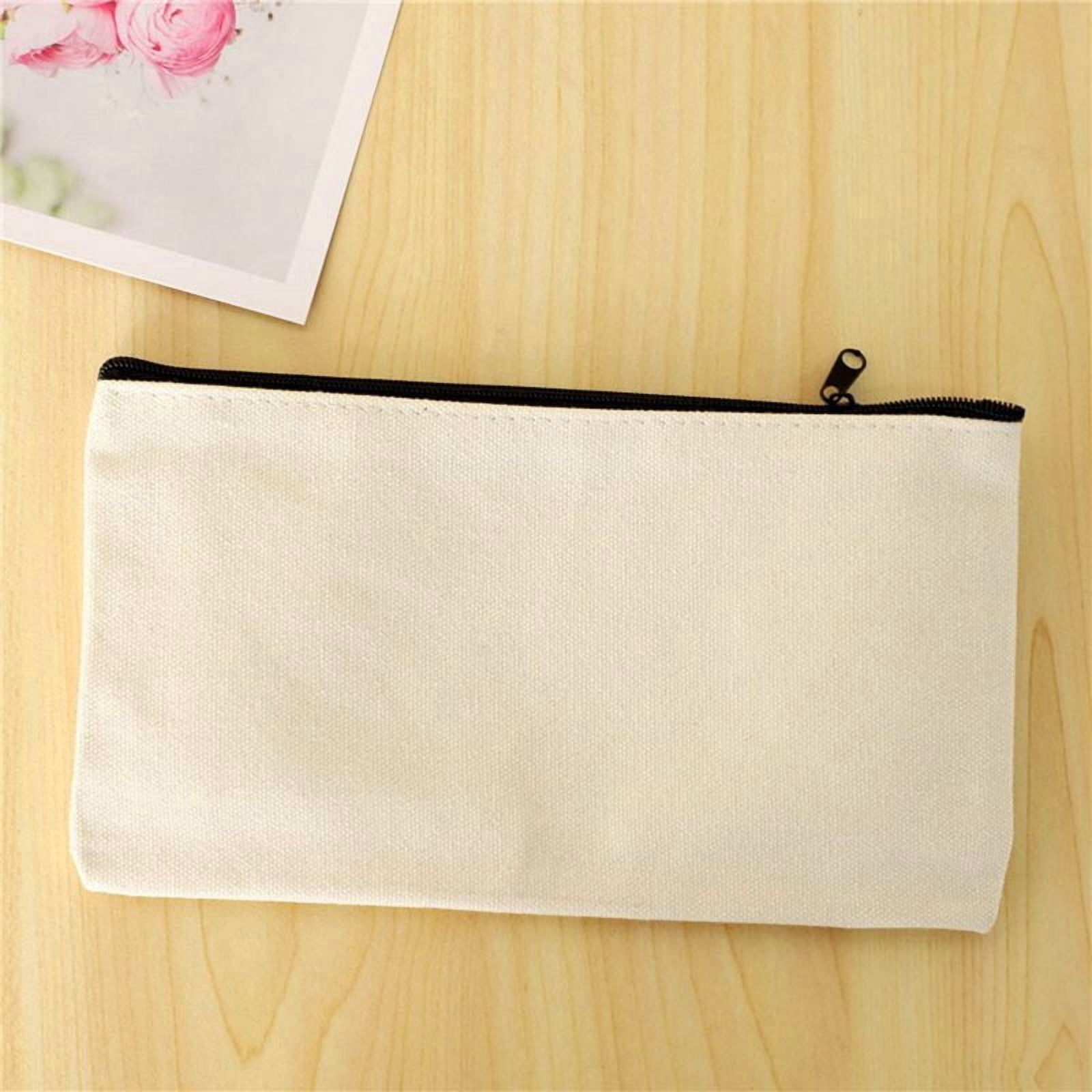 Canvas Zip Bags Canvas Pencil Pouch Canvas Makeup Bags Blank Canvas Pencil Case DIY Craft Bags Cosmetic Pouch Makeup Bag