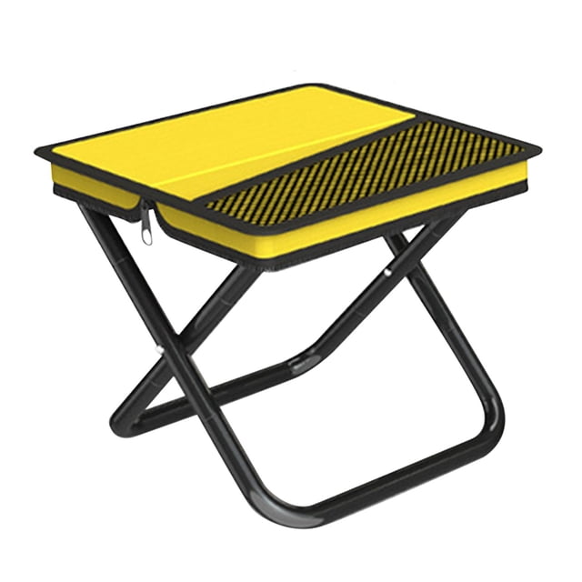 Silla de picnic de taburete de campamento plegable para adultos niños fácil configuración de pesca asiento de pescado taburete de bolsillo para viajar Amarillo