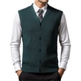 thumbnail image 4 of JTieacloth Tops for Men Loose Fit plus Size Male Autumn And Winter Buckle Sweater Vest Vest V Neck Pure Color Wool Collarless Shirt Combined Body Type Non Hooded Vest Sweater Vest, 4 of 4