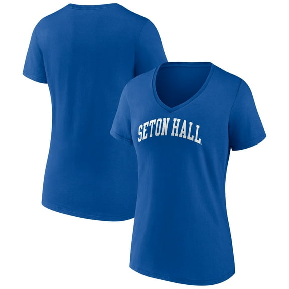Women's Blue Seton Hall Pirates Basic Arch V-Neck T-Shirt