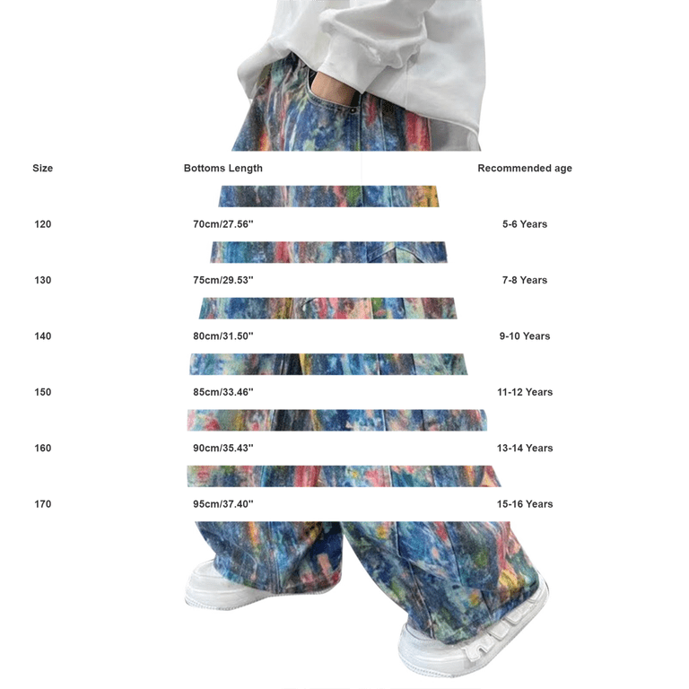 KAUOD Boys Tie Dye Baggy Jeans Kids Colorful Wide Leg Denim Pants