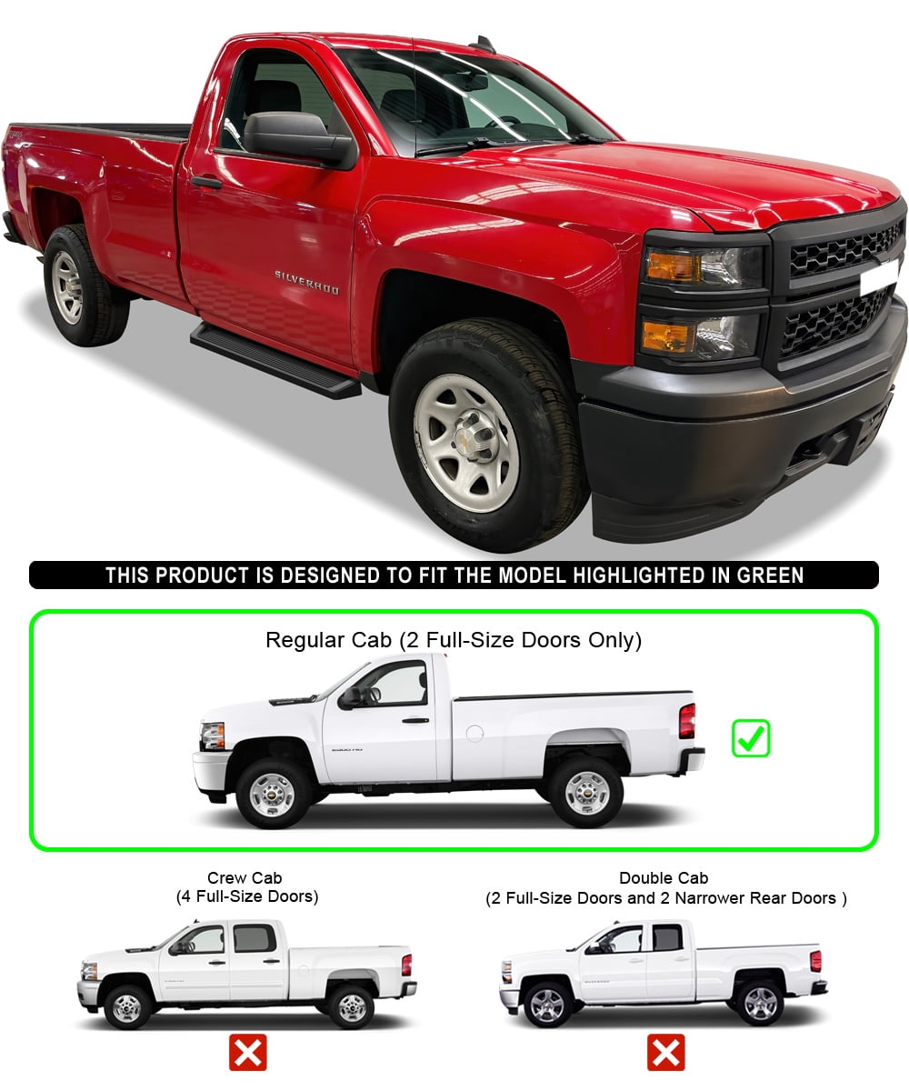 APS Black Running Boards Style Compatible with Chevy Silverado GMC Sierra 2007-2018 Regular Cab & 2500 3500 HD 2019 (Exclude 07 Classic)(Include 19 1500 LD) (Nerf Bars Side Steps Side Bars)