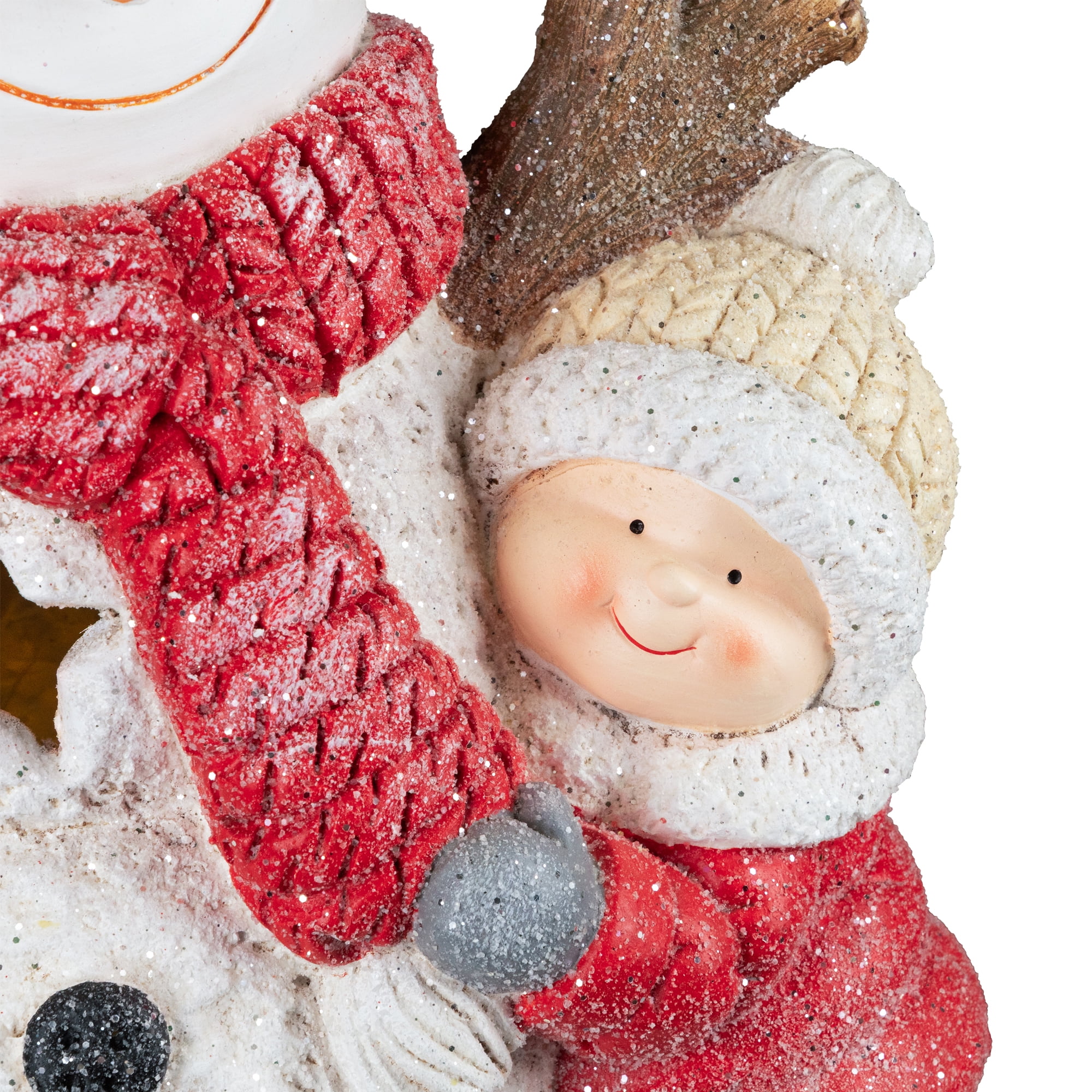 Lighted Snowman and Boy Christmas Decoration - 18" - Clear LED Lights