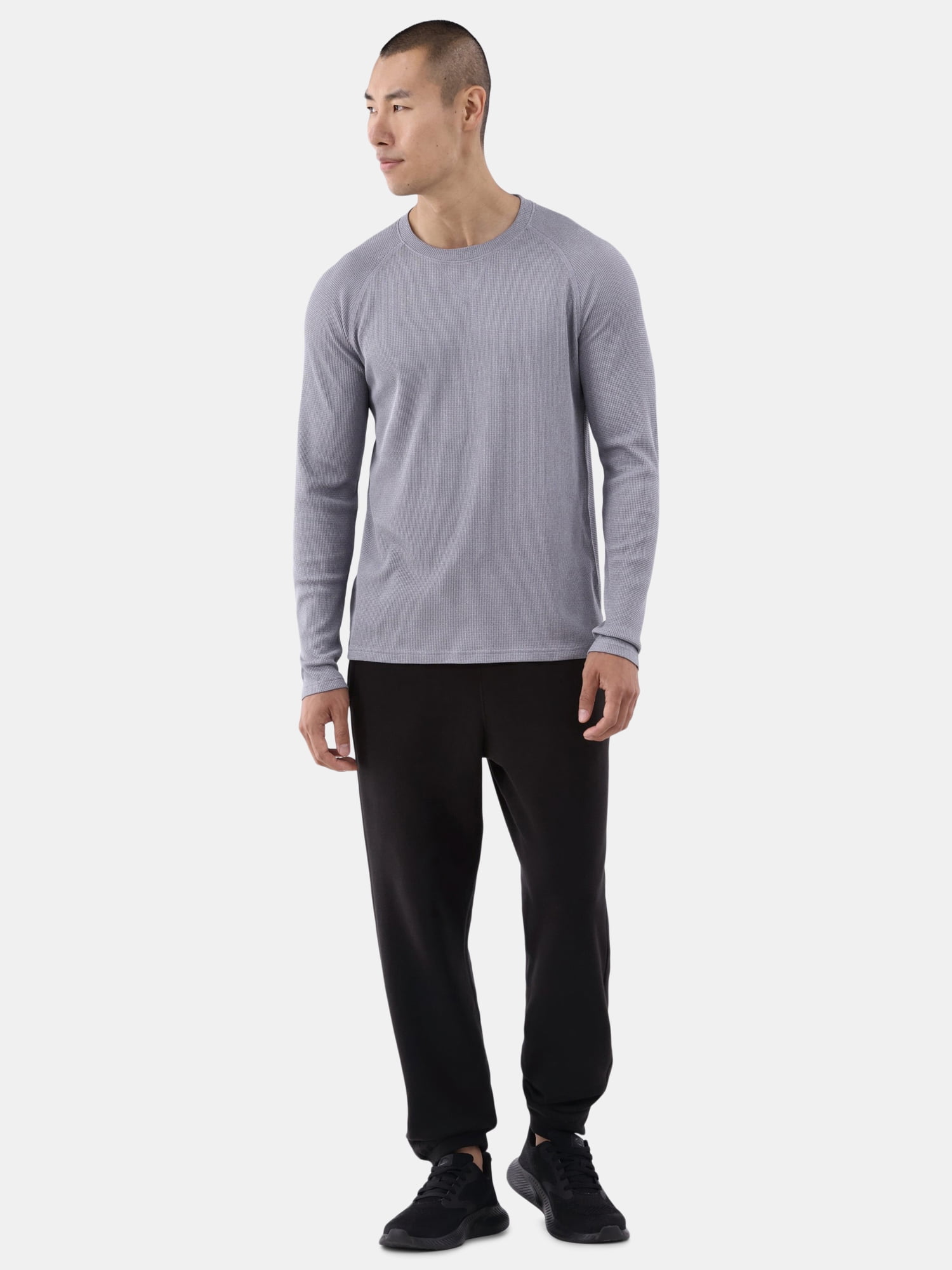 Athlux Men's Waffle Crewneck Pullover with Long Sleeves, Size S-3XL