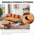 thumbnail image 4 of 107" Contemporary Sofa,Stylish Sofa Couch with a Round Storage Ottoman and Three Removable Pillows,PU Sofa for Living Room Home Office,Orange, 4 of 7