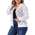 thumbnail image 4 of Agnes Orinda Women's Plus Size Jacke Floral Lace Sheer Long Sleeve Zip Up Lightweight Baseball Jackets 4X White, 4 of 6