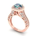 thumbnail image 2 of Halo Engagement Ring for Women - 2.37ct Blue Moissanite in 18K Rose Gold Promise Ring, 2 of 6
