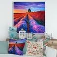 thumbnail image 2 of Lavender Fields With Distant Tree & Sunset Glow 16 in x 16 in Framed Painting Canvas Art Print, by Designart, 2 of 5