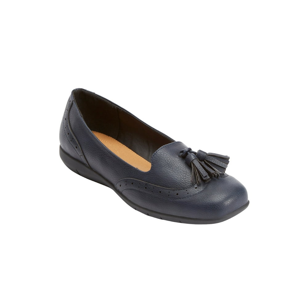 navy blue wide width womens shoes