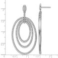 thumbnail image 2 of Ss Rhodium Plated Polished Cubic Zirconia Ovals Post Long Drop Dangle Earrings 54.5x27.25mm Wide Dangle Earring for Wome, 2 of 2