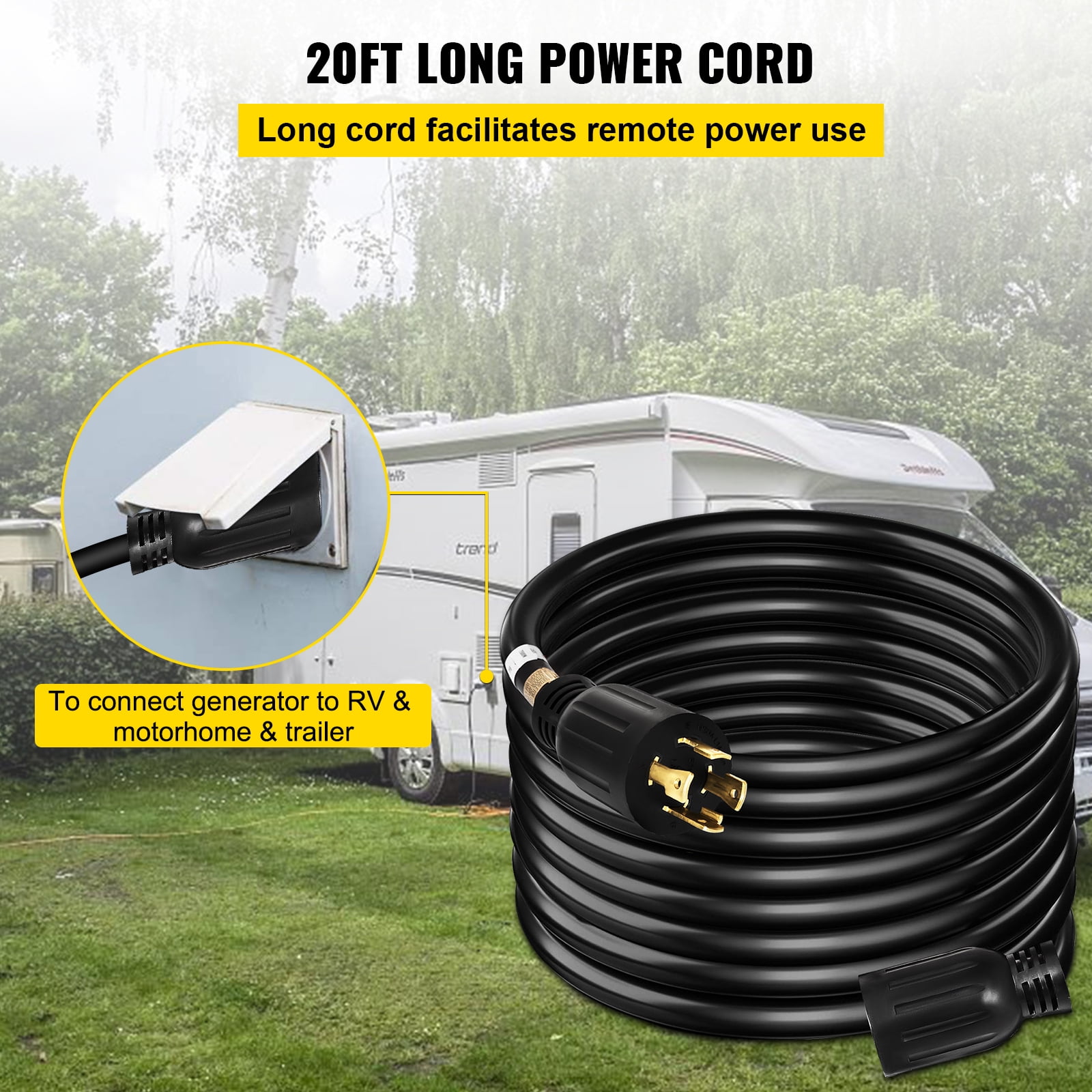 KFFKFF 30A 20-foot generator extension cord with twist-lock connector