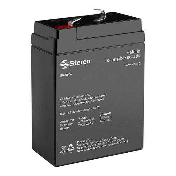 Bateria sellada de acido-plomo Steren 6 Vcc 4 Ah BR-0604