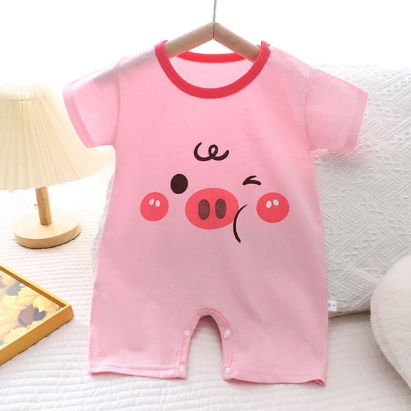 PIWHJQK Newborn Bodysuit Short Sleeve Summer Joyfulful Graphic Print Cotton Snap Closure Infant Outfits