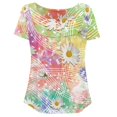thumbnail image 4 of Chririnla Tie Dye Tunic Tops for Women Plus Size V Neck Daisy Blouses Causal Loose Fit Short Sleeve Swing Top Summer T-shirt Clothing, 4 of 6