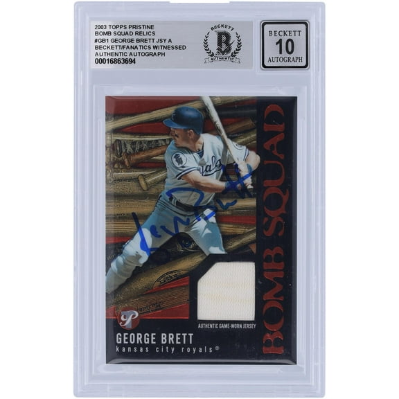 George Brett Kansas City Royals Autographed 2003 Topps Pristine Bomb Squad Relic #PBS-GB1 Beckett Fanatics Witnessed Authenticated 10 Card - Fanatics Authentic Certified