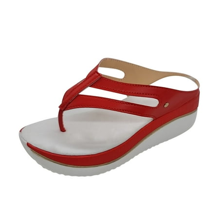 

Shpwfbe Slippers For Women Fashion Summer Slope Heel Platform Flip Flops Hollow Flip Flops Slippers For Women Indoor And Outdoor Womens Slippers