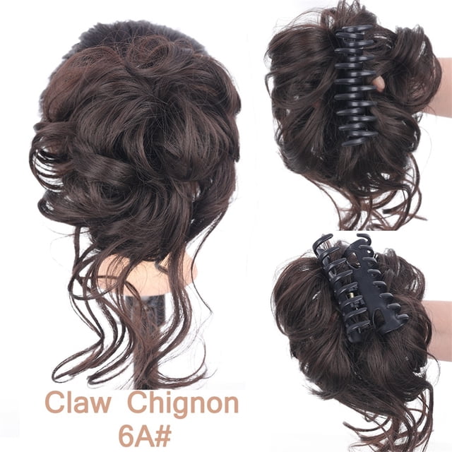 Clip à Griffes Chignon Désordonné Pièce de Cheveux Ondulée Bouclée Chignon Décoiffé Extensions de Cheveux Synthétiques