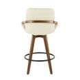 thumbnail image 4 of LumiSource Cosmo Mid-Century Counter Stool - Cream Faux Leather & Walnut Wood, 37.5" Tall, Indoor, Stylish Kitchen & Bar Seating, 4 of 6