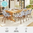 thumbnail image 4 of Martha Stewart Set of 2 Indoor-Outdoor Stackable Bistro Chairs with Natural Woodgrain Aluminum Finish Frames and White/Navy Woven Rattan Backs/Seats, 4 of 10