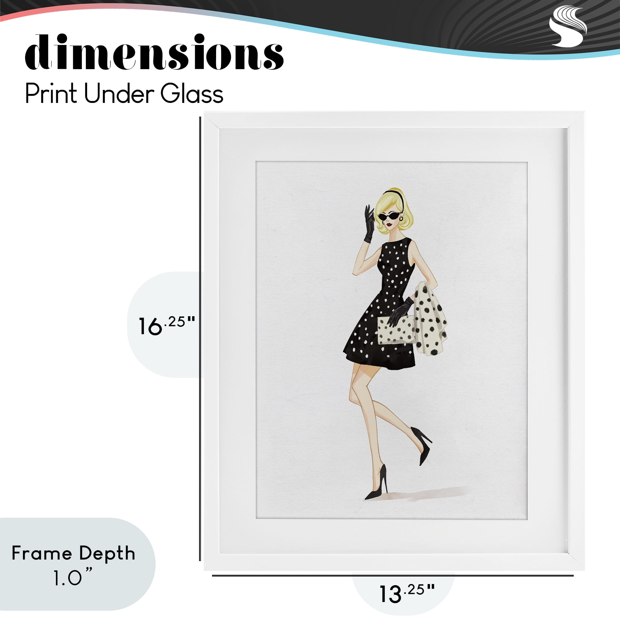 Stupell Industries Retro Trend Polka Dots White Framed Print Under Glass, design by Ziwei Li