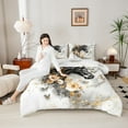 thumbnail image 4 of Feelyou 3D Black Horse Bedding Comforter Set, Marbling Abstract Artwork Twin Comforter Sets, Farmhouse Flower Floral Reversible Bedding Set, Super Cozy Room Decor, 2 Pieces, 4 of 8