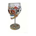 thumbnail image 2 of Halloween Skull Goblet Wine Glass, Artistic Gothic Floral Patterned Glassware, Home Bar Decor Spooky Holiday Gift, 2 of 6