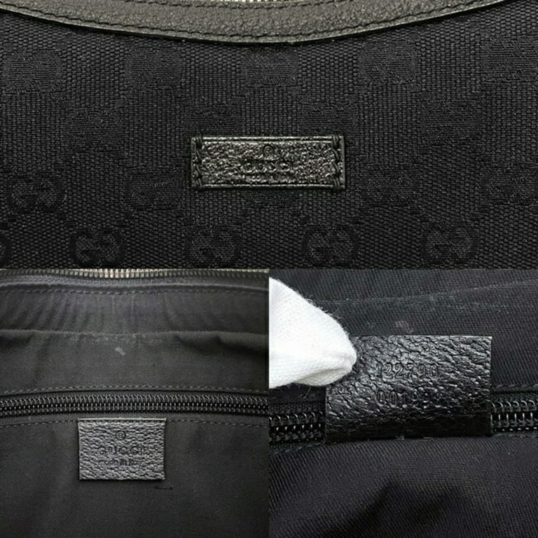 Authenticated Used Gucci Shoulder Bag Black 122790 Canvas Leather