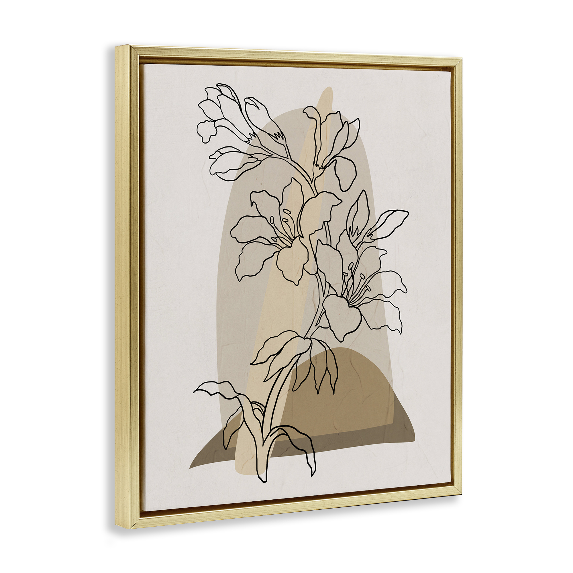 Stupell Industries Boho Lily Impression Botanical & Floral Painting Gold Floater Framed Art Print Wall Art, 17 x 21