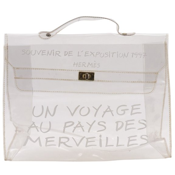 Pre-Owned Hermes Kelly Vinyl Handbag, Clear Vinyl, A4 Size, Turn-Lock, Plastics Kelly, Women's
