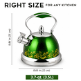 thumbnail image 3 of HausRoland Stainless Steel Whistling Kettle 3.7 Qt (3.5 L) Stovetop Kettle with Ergonomic Handle Tea Kettle for Stove Top, Green, 3 of 7