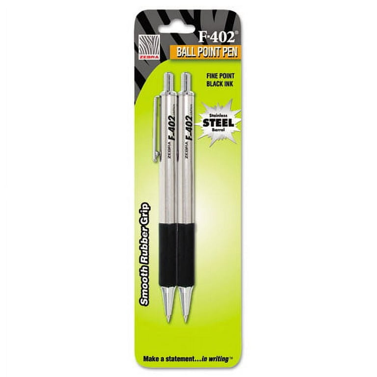 F-402 Ballpoint Pen, Retractable, Fine 0.7 mm, Black Ink, Stainless Steel/Black Barrel, 2/Pack F-402 Ballpoint Pen, Retractable, Fine 0.7 mm, Black Ink, Stainless Steel/Black Barrel, 2/Pack