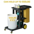 thumbnail image 6 of Dextrus Cleaning Cart, 3-Tier Professional Cleaning Trolley with Wheels, Durable Plastic Janitorial Cart, Includes Two 25 Gallon Yellow Vinyl Bags and a Pair of Rubber Gloves, Black, 6 of 7
